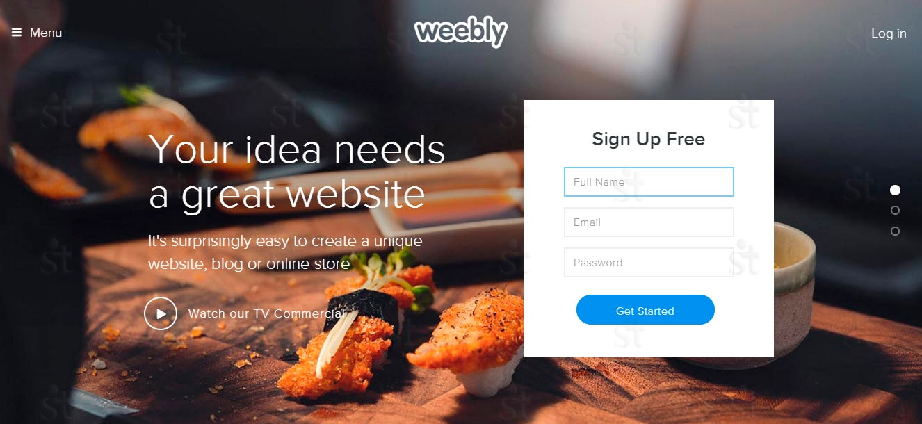 Главная страница конструктора сайтов Weebly Конструктор сайтов Weebly