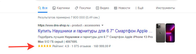 Рейтинг в сниппете страницы