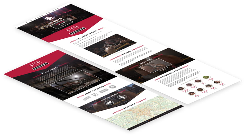 Прорисованный дизайн landing page в полную высоту Дизайн